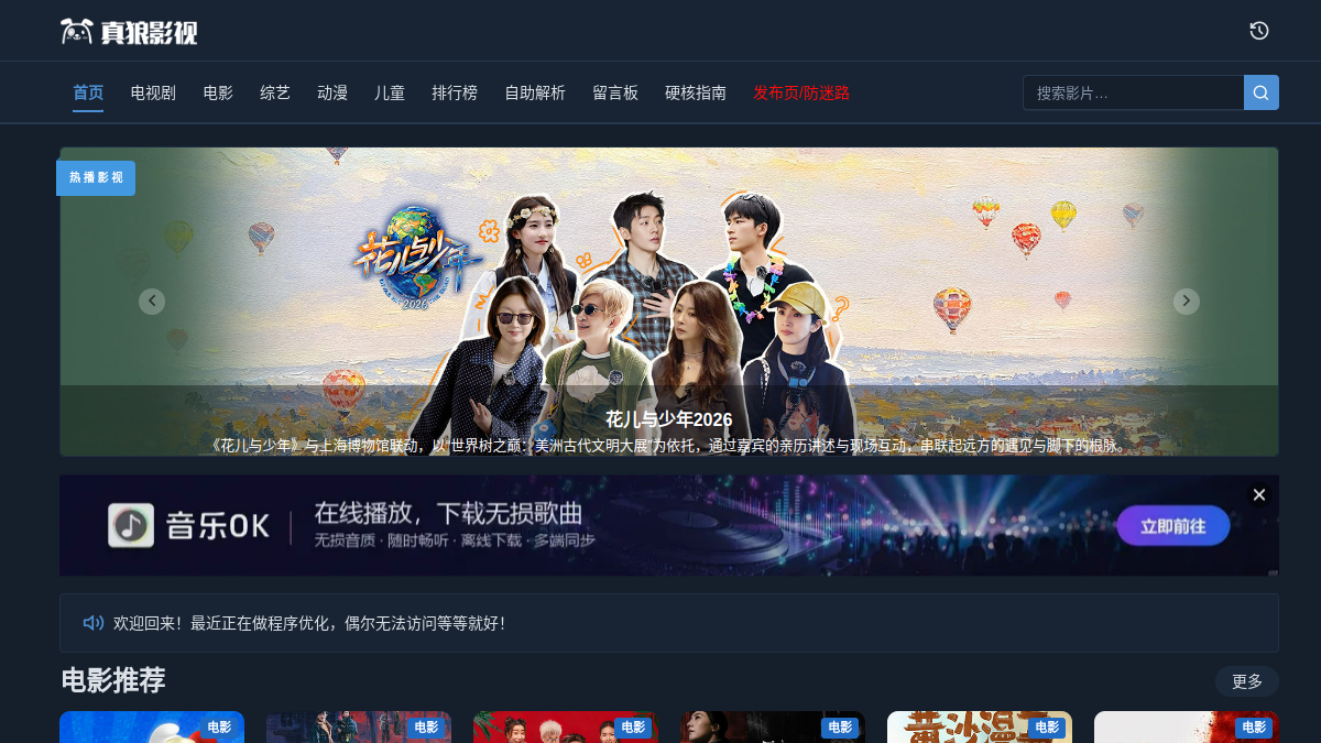 真狼影视 官方网站页面预览图