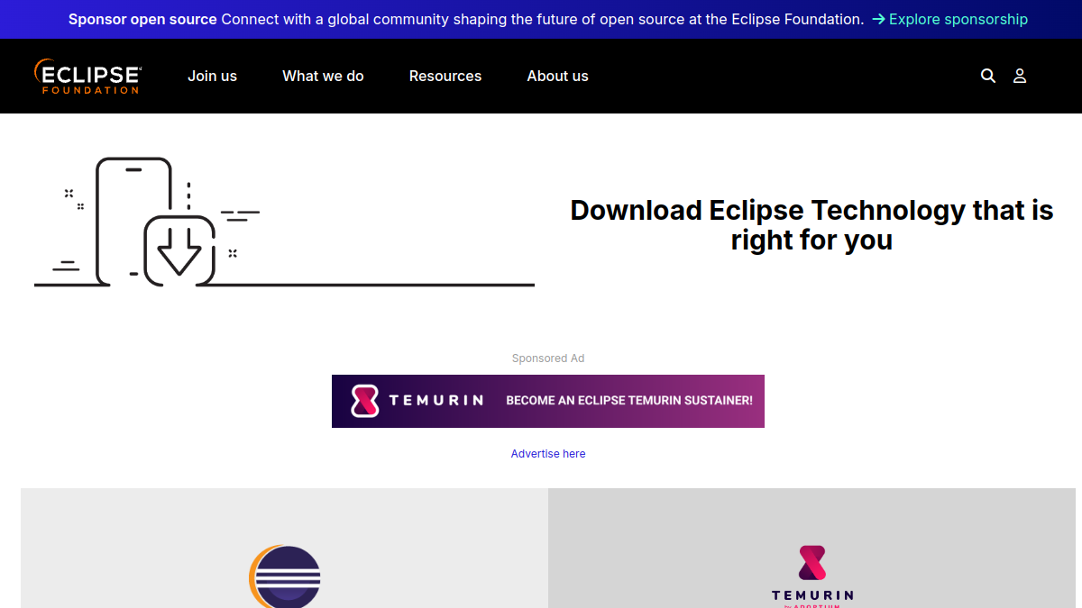Eclipse 官方网站页面预览图